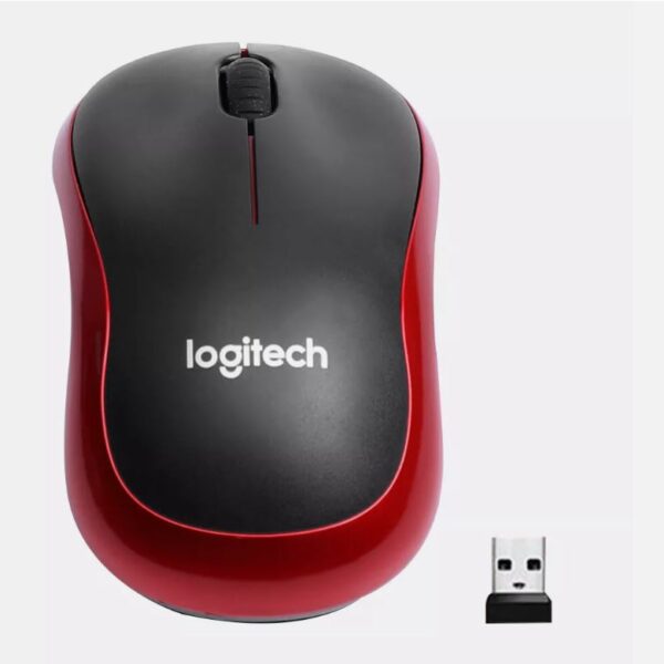 Logitech M185 Wireless Optical Mouse with USB Mini receiver compatible PC Laptop - Red